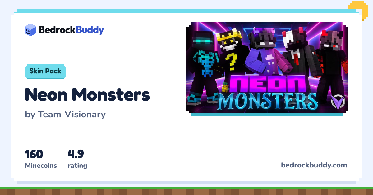Neon Monsters by Team Visionary · Minecraft Skin Pack | BedrockBuddy