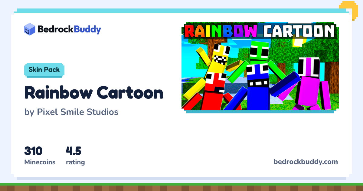 Rainbow Cartoon by Pixel Smile Studios · Minecraft Skin Pack | BedrockBuddy