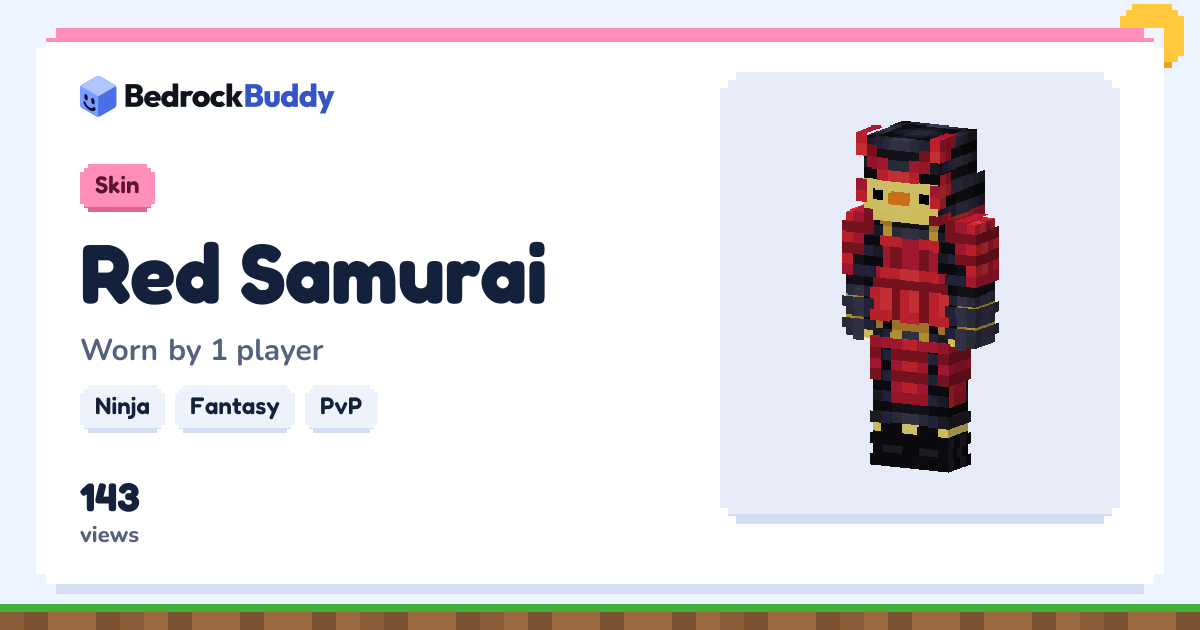 Red Samurai Minecraft Bedrock Skin, Free Download
