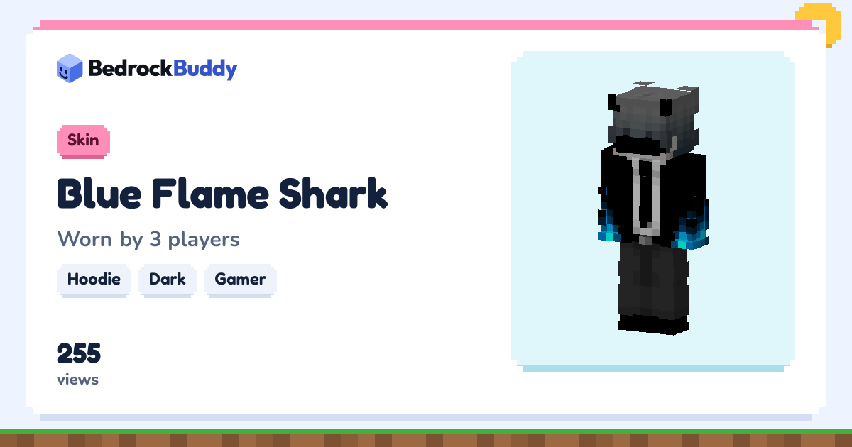 Blue Flame Shark Minecraft Bedrock Skin, Free Download