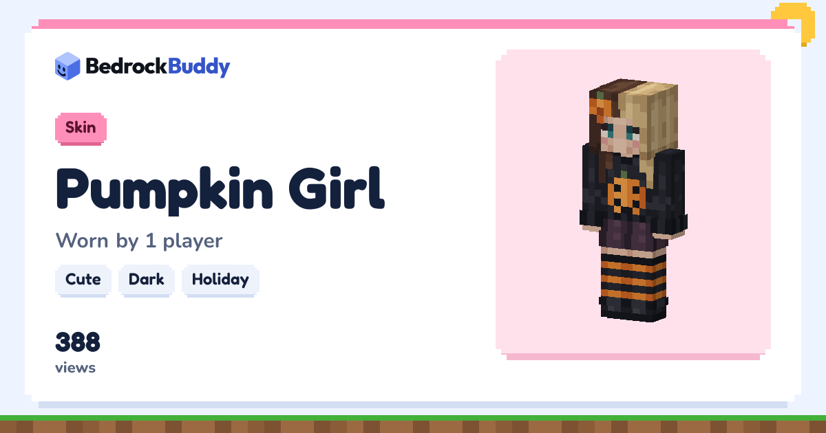 Pumpkin Girl Minecraft Bedrock Skin, Free Download